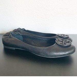 Tory Burch Minnie pebbled leather travel flats